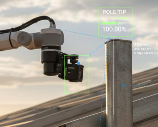 Camera identifying insertion point of modular solar panel for insallation